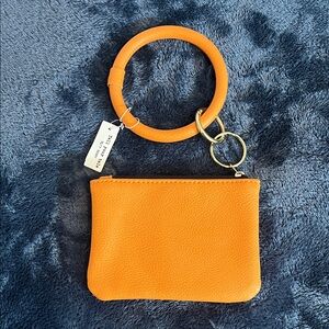 NEW Orange Wristlet Keychain Pouch